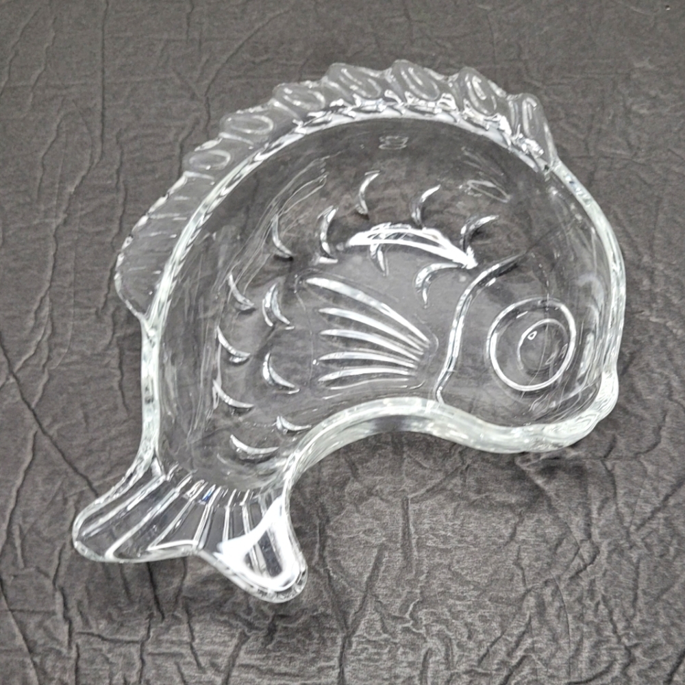 Fish Shaped Vintage Crystal Open Candy Dish Oceans Gift by STUDIO NOVA